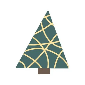 Vector hand drawn Christmas tree isolated on white background icon. Abstrac.. Stock Illustration