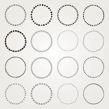 Vector Hand Drawn Circle Logo and Badge Elements Set Stock Illustration
