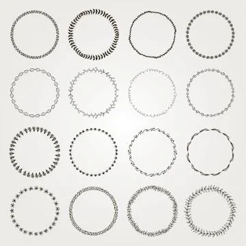 Vector Hand Drawn Circle Logo and Badge Elements Set Stock Illustration