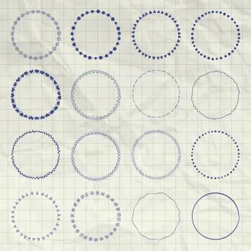 Vector Hand Drawn Circle Logo and Badge Elements Set 库存插图