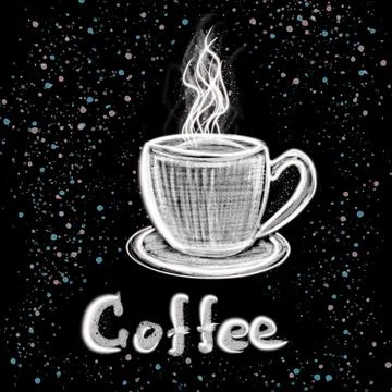 Vector hand drawn coffee cup illustration, white lines Stock Illustration