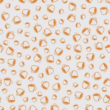 Vector hand drawn coffee cups seamless pattern. Scattered Espresso hot drink Stockillustratie