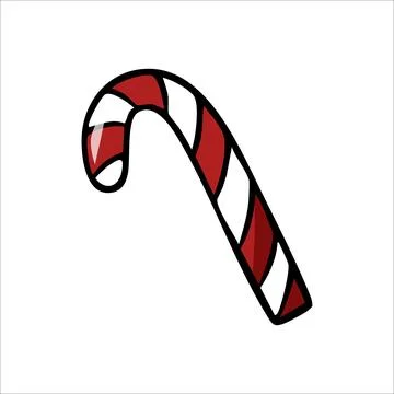 Vector hand drawn color illustration of New Year's red lollipop on white back Illustrazione stock