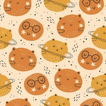 Vector hand-drawn color seamless childish simple pattern for kids with cute 스톡 일러스트