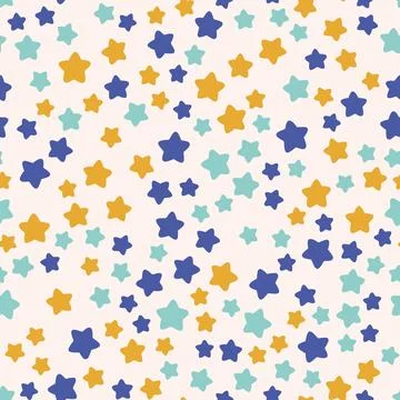 Vector hand-drawn color seamless childish simple pattern for kids with cute star Illustrazione stock