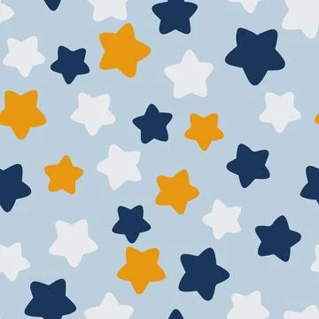 Vector hand-drawn color seamless childish simple pattern for kids with cute star Illustrazione stock