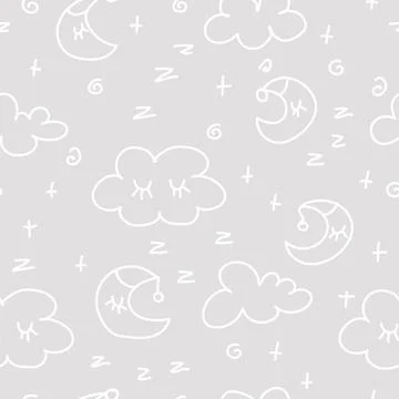 Vector hand-drawn color seamless childish simple pattern for kids with cute Stock Illustration
