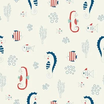 Vector hand drawn colored childish seamless repeating simple flat pattern with イラスト素材