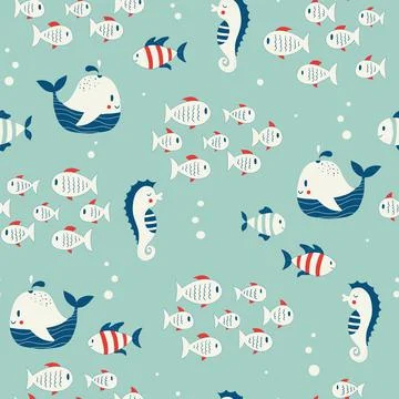 Vector hand drawn colored childish seamless repeating simple flat pattern with 스톡 일러스트