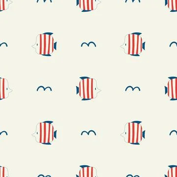 Vector hand drawn colored childish seamless repeating simple flat pattern with Stockillustratie