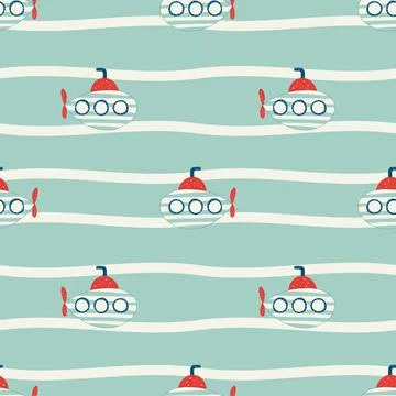 Vector hand drawn colored childish seamless repeat simple flat pattern with Stock Illustration