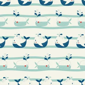 Vector hand drawn colored childish seamless repeating simple flat pattern with Stock Illustration
