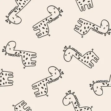 Vector hand-drawn colored childish seamless repeating simple pattern with cute Illustrazione stock