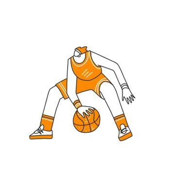 Vector hand drawn colored sketch illustration of professional basketball player Stock Illustration