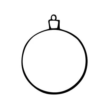 Vector hand drawn contour and shape of Christmas tree ball for coloring at Xm Stock Illustration