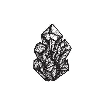 Vector hand drawn crystals illustration. Stock Illustration