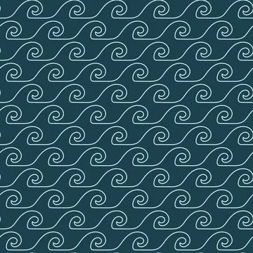Vector hand drawn dark waves lines seamless pattern print background. Illustrazione stock