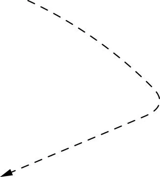 Vector hand drawn dashed arrow. Curved dotted arrow. Zigzag arrow stripes Stock Illustration