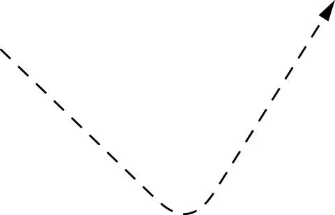 Vector hand drawn dashed arrow. Curved dotted arrow. Zigzag arrow stripes Ilustração Stock
