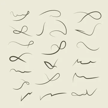 Vector Hand drawn decorative curls, swirls, dividers collection Stock Illustration