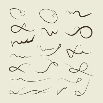 Vector Hand drawn decorative curls, swirls, dividers collection Stock Illustration