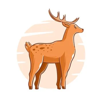 Vector hand drawn deer cartoon character Stock Illustration