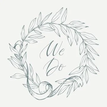 Vector of hand drawn design element and object. Vintage floral element. Wedding Stock Illustration