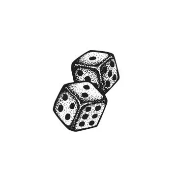 Vector hand drawn dice illustration. Stock-Illustration