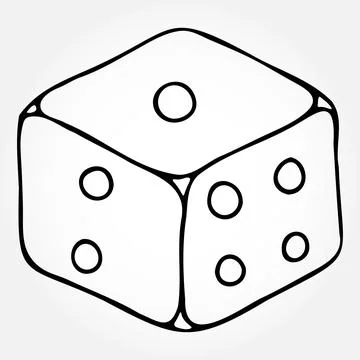 Vector hand drawn dice on white background. Doodle isolated illustration Stock Illustration