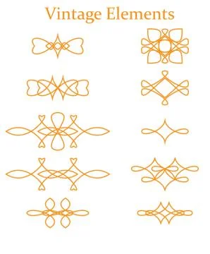Vector hand drawn, dividers, graphic lovely design element set. Cute vintage  Stock Illustration