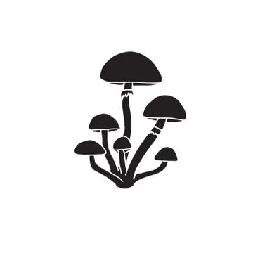 Vector hand drawn doodle black honey mushroom Stock Illustration