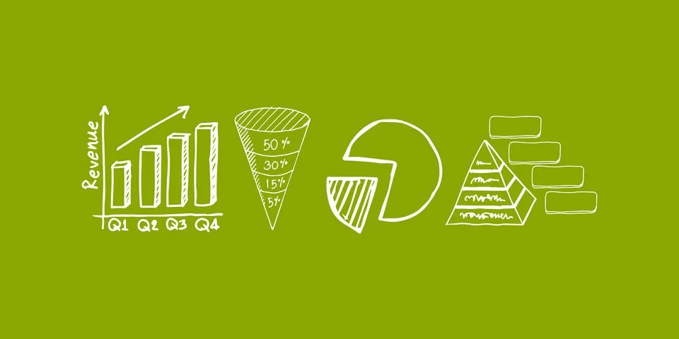 Vector hand drawn doodle business graphs, charts, icons and infographic eleme Stock Illustration