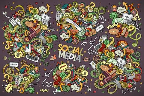 Vector hand drawn Doodle cartoon set of objects 스톡 일러스트