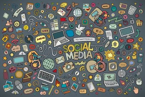 Vector hand drawn Doodle cartoon set of objects Stock Illustration