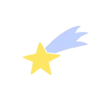 Vector hand drawn doodle colored flying star Stock Illustration