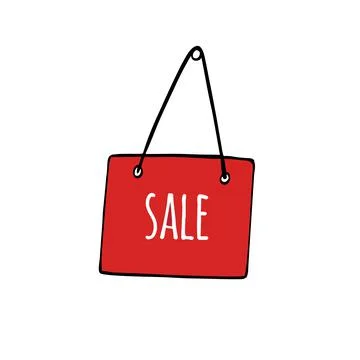 Vector hand drawn doodle colored sale door sign Stock Illustration