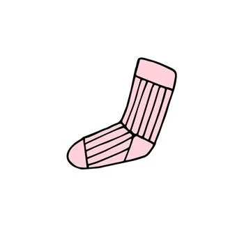 Vector hand drawn doodle colored knitted sock Stock Illustration