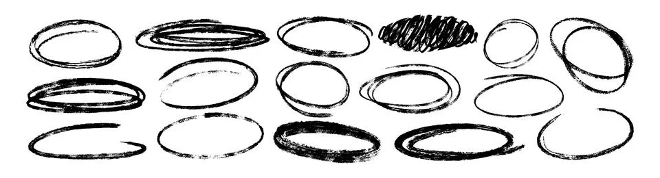 Vector hand drawn doodle crayon ovals, scribble circles, chalk pencil round Stock Illustration