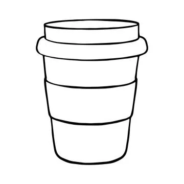 Vector Hand drawn doodle of disposable paper cup with coffee or tea. Cartoon  Stock Illustration