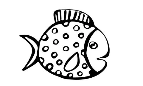 Vector hand drawn doodle fish icon. Logo design template. Cute hand drawn chi Stock Illustration