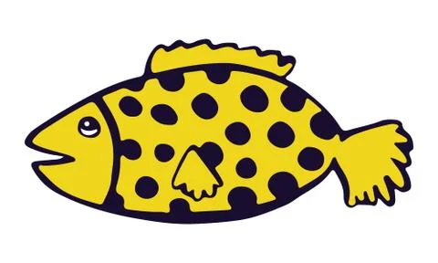 Vector hand drawn doodle fish icon. Logo design template. Cute hand drawn chi Stock Illustration