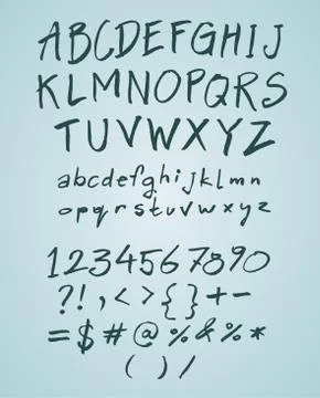 Vector hand drawn doodle font with numbers Illustrazione stock