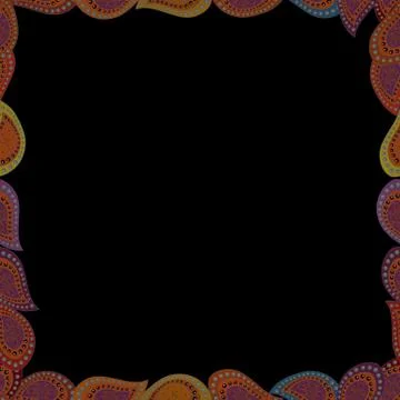 Vector. Hand drawn doodle frames. Picture in black, purple and orange colors. Stock Illustration