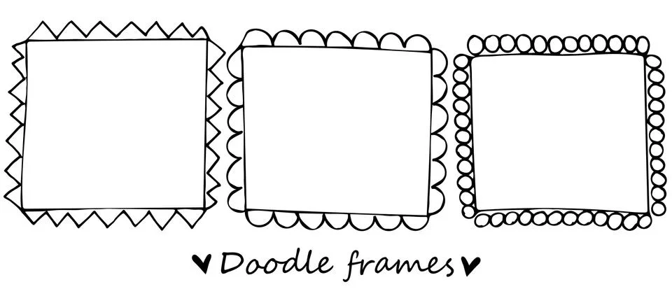 Vector hand drawn doodle frames, cute elements Stock Illustration