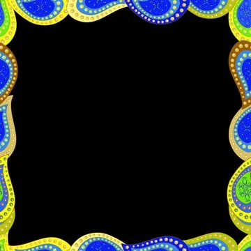 Vector. Hand drawn doodle frames. Picture in blue, yellow and black colors. Stock Illustration