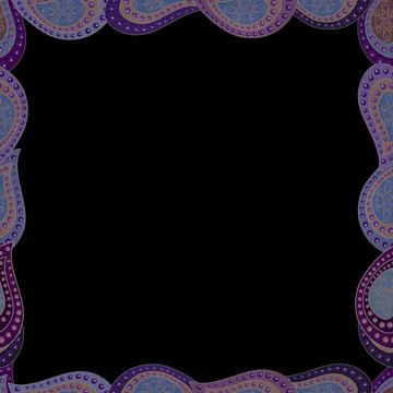 Vector. Hand drawn doodle frames. Seamless. Picture in violet, black and blue co Illustrazione stock