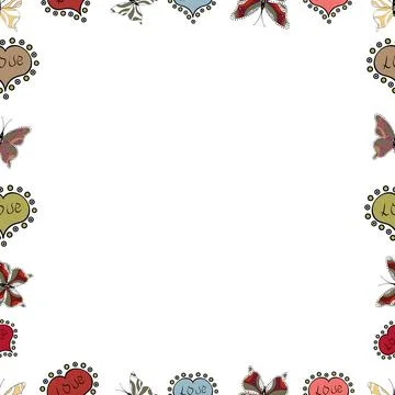 Vector. Hand drawn doodle frames. Picture in red, white and black colors. Stock Illustration