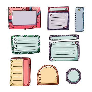 Vector hand drawn doodle frames. Set of elements for design. Illustrazione stock