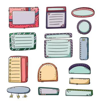 Vector hand drawn doodle frames. Set of elements for design. Stock Illustration