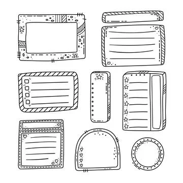 Vector hand drawn doodle frames. Set of elements for design. Illustrazione stock